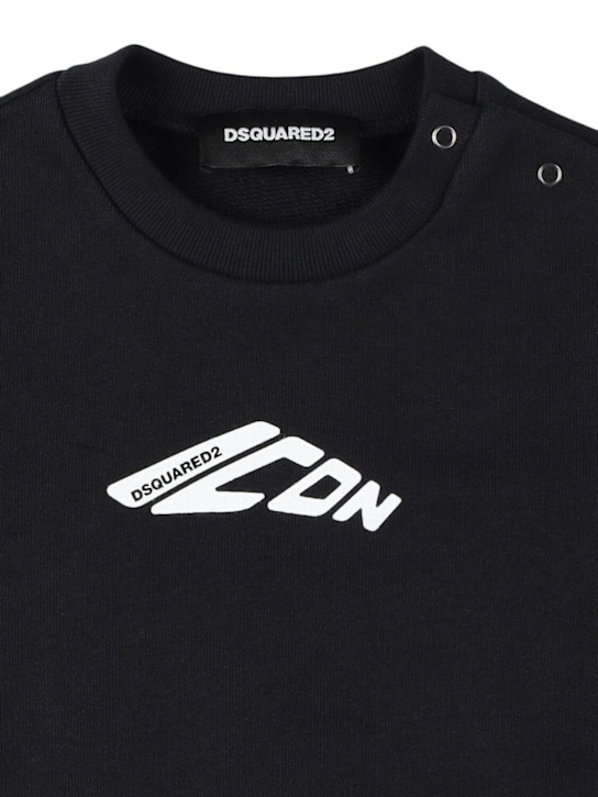 Dsquared2: Cotton crewneck sweatshirt - Black - kids-boys_1 | Luisa Via Roma