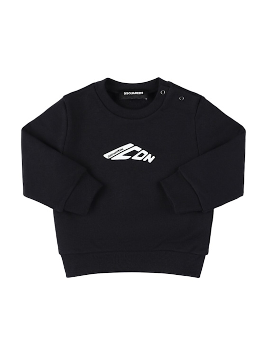 Dsquared2: Cotton crewneck sweatshirt - Black - kids-boys_0 | Luisa Via Roma