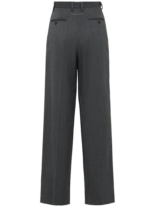 MM6 Maison Margiela: Wool blend straight pants - Dark Grey - women_1 | Luisa Via Roma