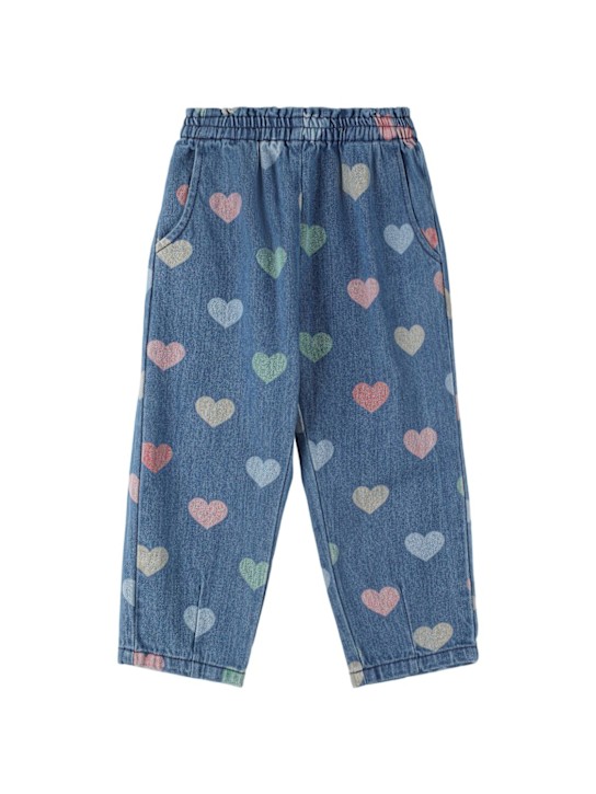 Konges Sløjd: Printed cotton jeans - ブルー/マルチカラー - kids-girls_0 | Luisa Via Roma