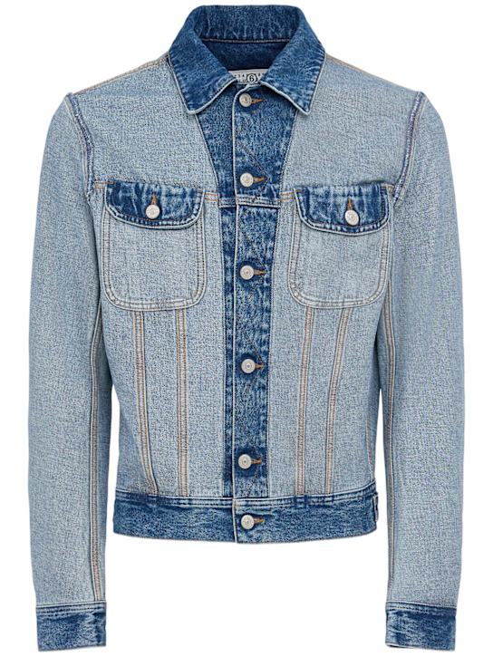 MM6 Maison Margiela: Denim jacket - Medium Blue - men_0 | Luisa Via Roma