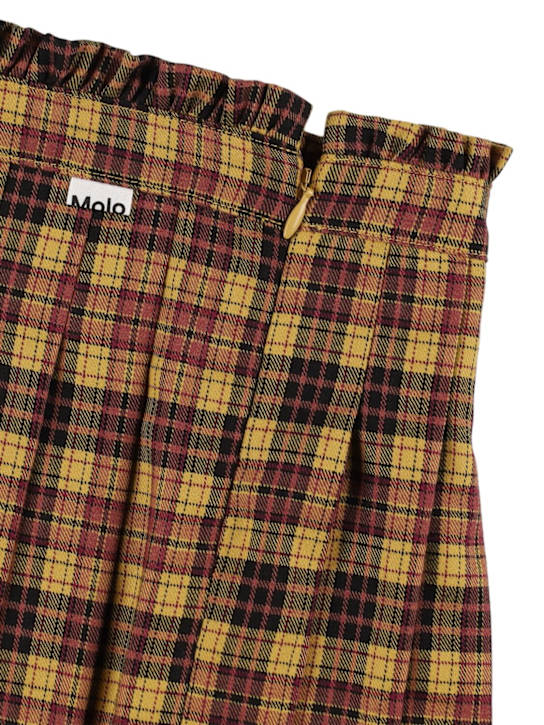 Molo: Pleated poly blend skirt - ブラウン/イエロー - kids-girls_1 | Luisa Via Roma