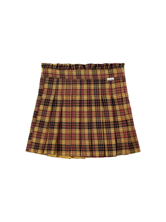 Molo: Pleated poly blend skirt - ブラウン/イエロー - kids-girls_0 | Luisa Via Roma