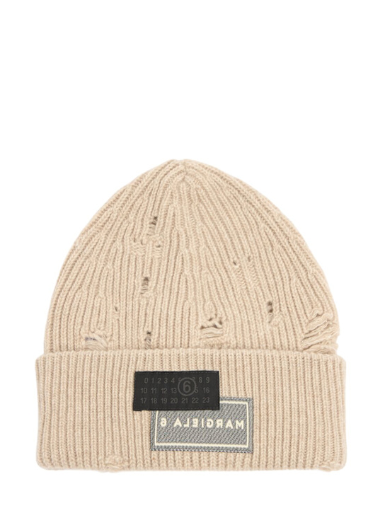 MM6 Maison Margiela: Logo label beanie - men_0 | Luisa Via Roma