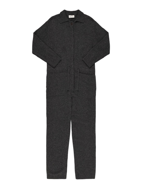 Laneus: Wool blend knit jumpsuit - グレー - kids-girls_0 | Luisa Via Roma