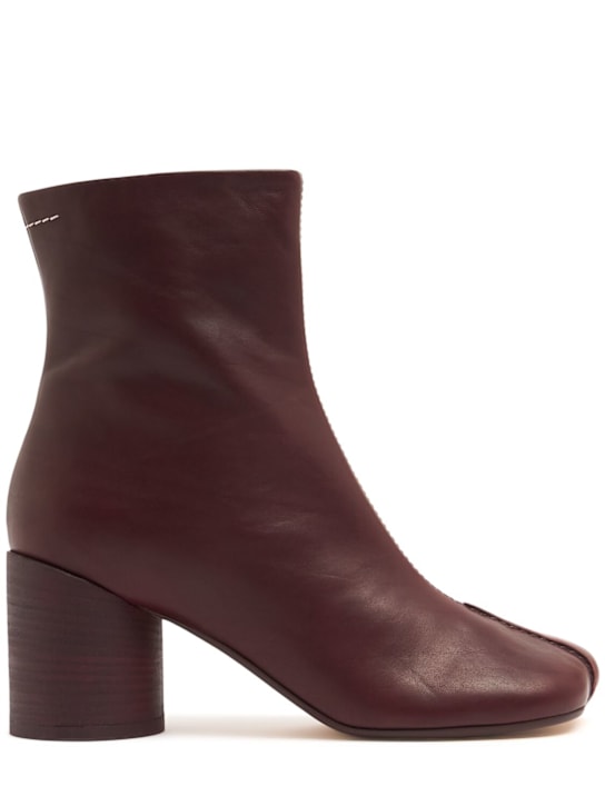 MM6 Maison Margiela: 70mm Anatomic shiny leather ankle boots - women_0 | Luisa Via Roma
