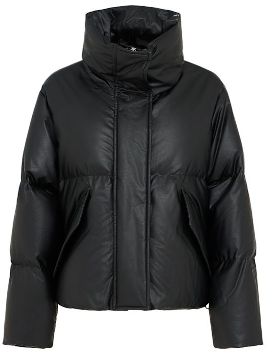 MM6 Maison Margiela: Faux leather down jacket - women_0 | Luisa Via Roma