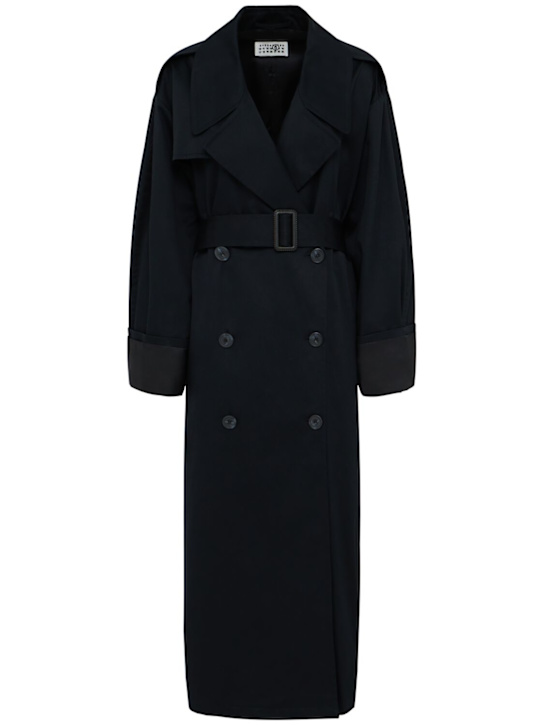 MM6 Maison Margiela: Cotton denim trench coat - Black - women_0 | Luisa Via Roma