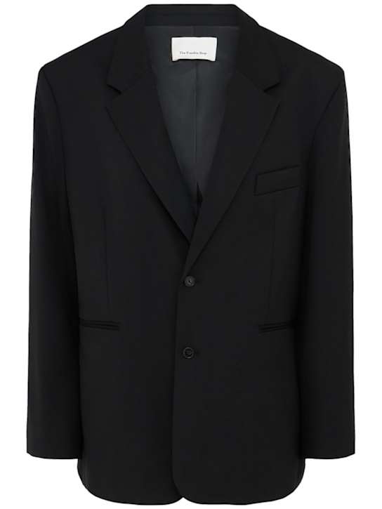 The Frankie Shop: Crosby tailoring wool blend wrap blazer - women_0 | Luisa Via Roma