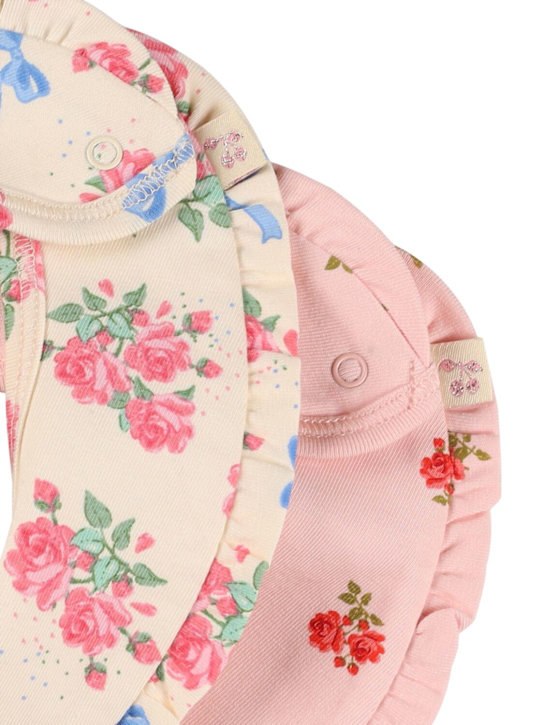 Konges Sløjd: Set di 2 bavaglini in misto cotone stampato - Rosa/Bianco - kids-girls_1 | Luisa Via Roma