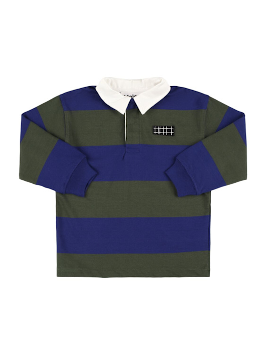 Molo: Cotton polo shirt - Blue/Green - kids-boys_0 | Luisa Via Roma