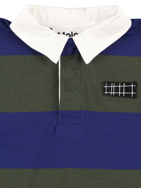 Molo: Cotton polo shirt - Blue/Green - kids-boys_1 | Luisa Via Roma