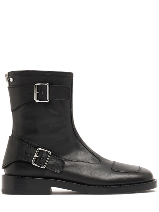 Ann Demeulemeester: Eero leather biker boots - Black - men_0 | Luisa Via Roma