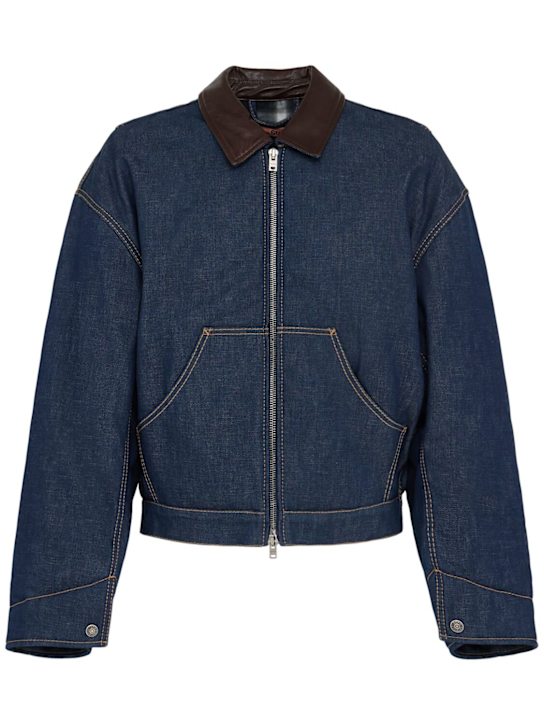 Acne Studios: Indigo denim workwear jacket - Indigo Blue - men_0 | Luisa Via Roma