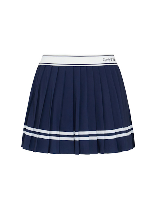 Sporty & Rich: Italic logo pleated skirt - Navy/White - women_0 | Luisa Via Roma