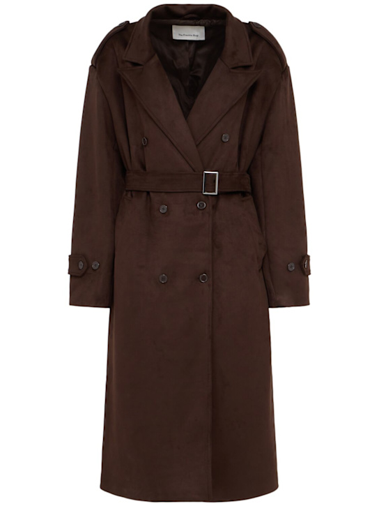 The Frankie Shop: Pembroke faux suede long trench coat - women_0 | Luisa Via Roma