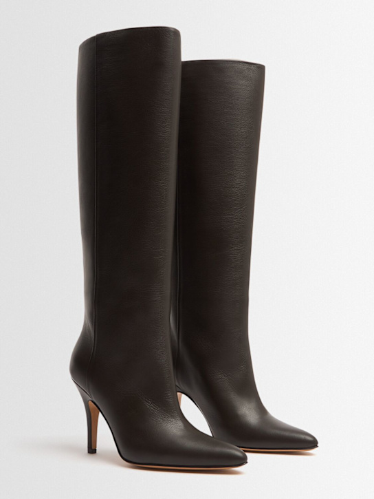MM6 Maison Margiela: 100mm Leather tall boots - Brown - women_1 | Luisa Via Roma