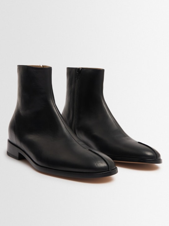 MM6 Maison Margiela: Shiny leather ankle boots - men_1 | Luisa Via Roma