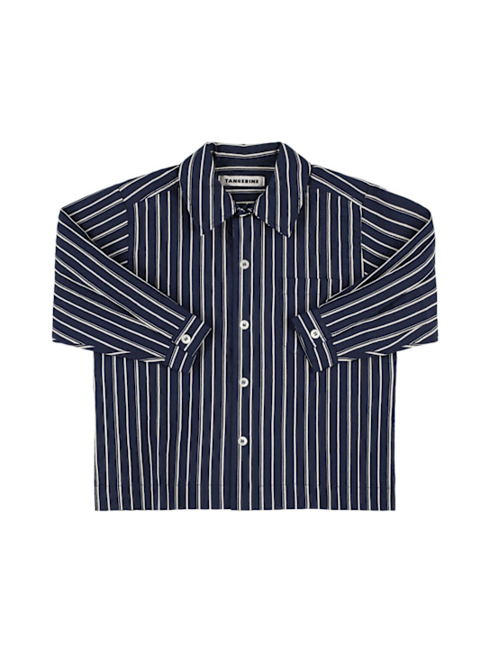 TANGERINE: Cotton blend shirt - Navy - kids-boys_0 | Luisa Via Roma