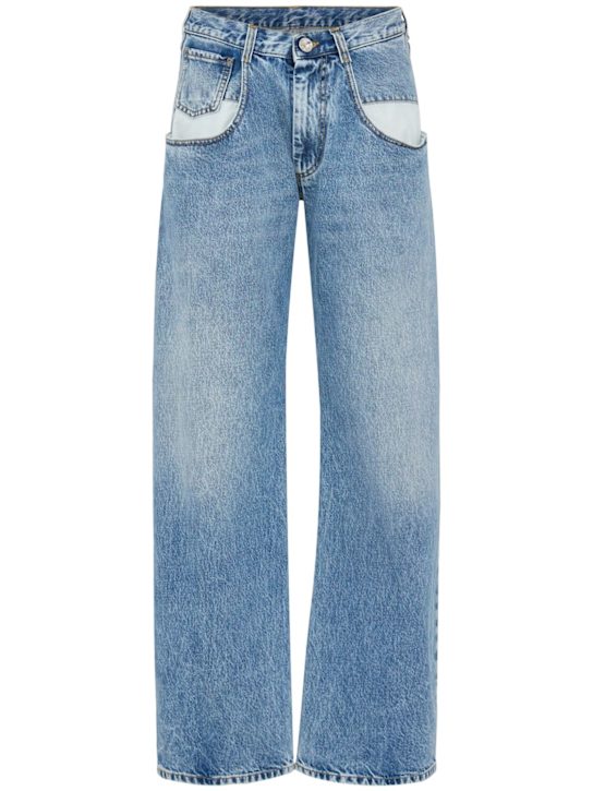 Maison Margiela: Mid rise straight jeans - Blue - women_0 | Luisa Via Roma