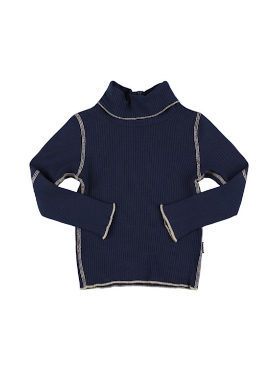 Molo: T-shirt à col montant - Bleu - kids-girls_0 | Luisa Via Roma