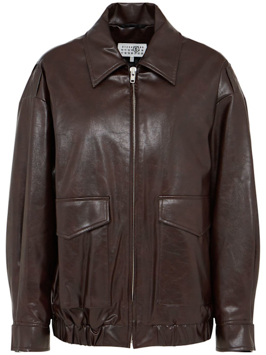 MM6 Maison Margiela: Faux leather jacket - women_0 | Luisa Via Roma
