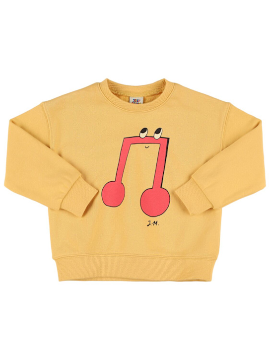 Jellymallow: Printed cotton crewneck sweatshirt - イエロー - kids-boys_0 | Luisa Via Roma