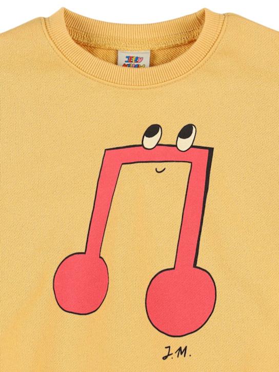 Jellymallow: Printed cotton crewneck sweatshirt - イエロー - kids-boys_1 | Luisa Via Roma