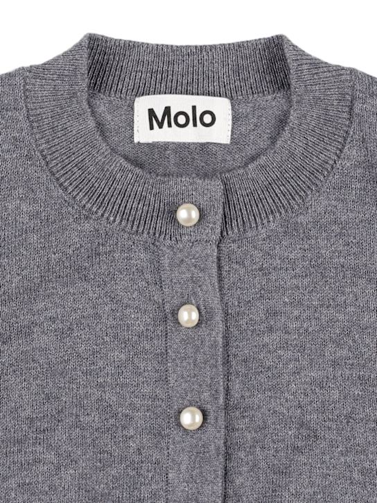 Molo: Cardigan in maglia di cotone e lana - Grigio - kids-girls_1 | Luisa Via Roma