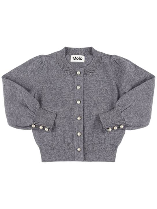 Molo: Cardigan in maglia di cotone e lana - Grigio - kids-girls_0 | Luisa Via Roma