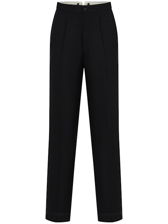 Maison Margiela: Wool herringbone straight pants - Black - women_0 | Luisa Via Roma