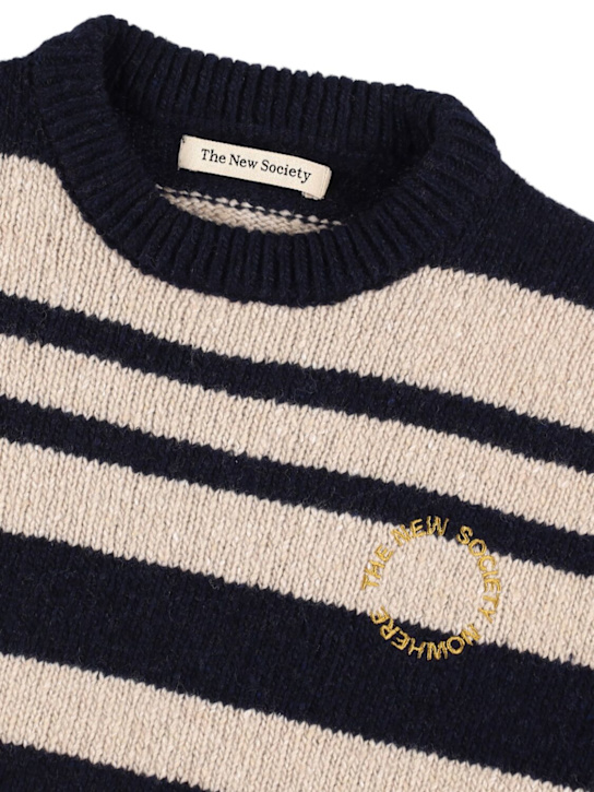 The New Society: Wool blend knit sweater - Navy - kids-boys_1 | Luisa Via Roma