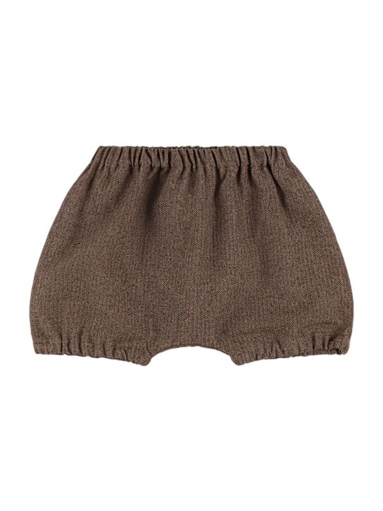 Babe & Tess: Cotton blend shorts - Miele Brown - kids-boys_0 | Luisa Via Roma