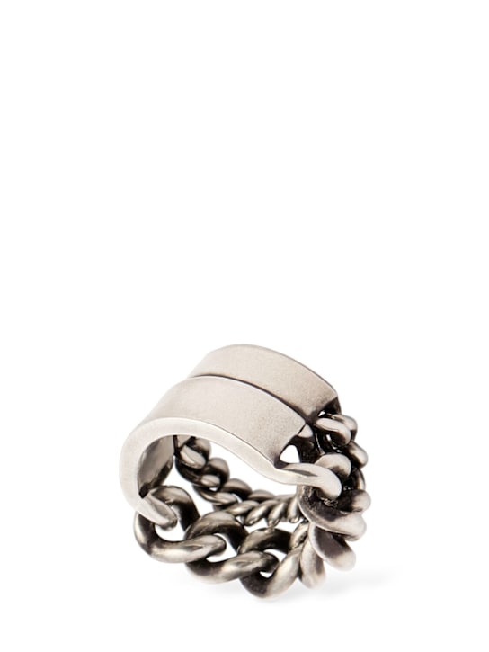 Ann Demeulemeester: Ize double-chain silver ring - men_0 | Luisa Via Roma