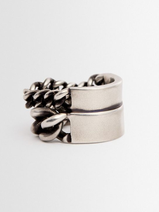 Ann Demeulemeester: Ize double-chain silver ring - men_1 | Luisa Via Roma