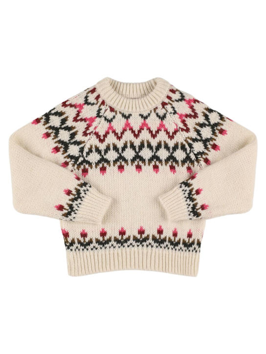 The New Society: Maglia in misto acrilico a righe - Off White - kids-girls_0 | Luisa Via Roma