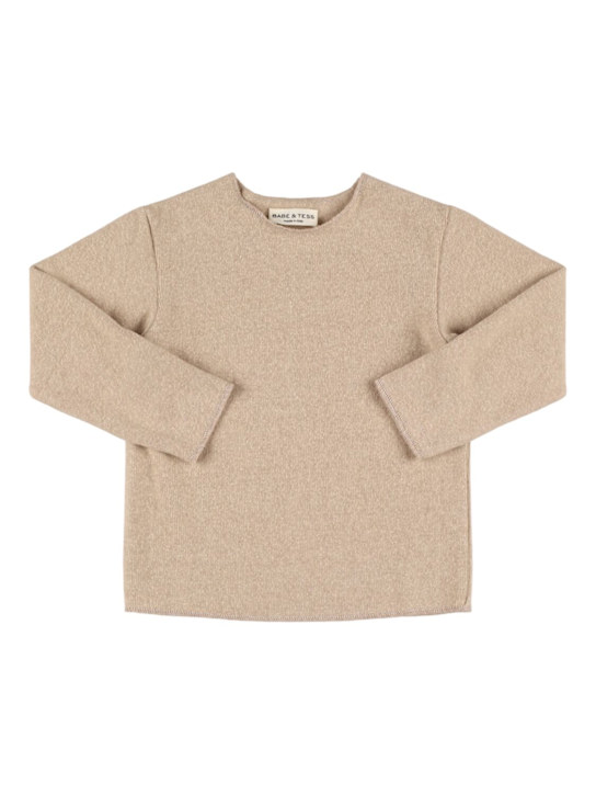 Babe & Tess: Cotton blend knit sweater - ゴールド - kids-boys_0 | Luisa Via Roma