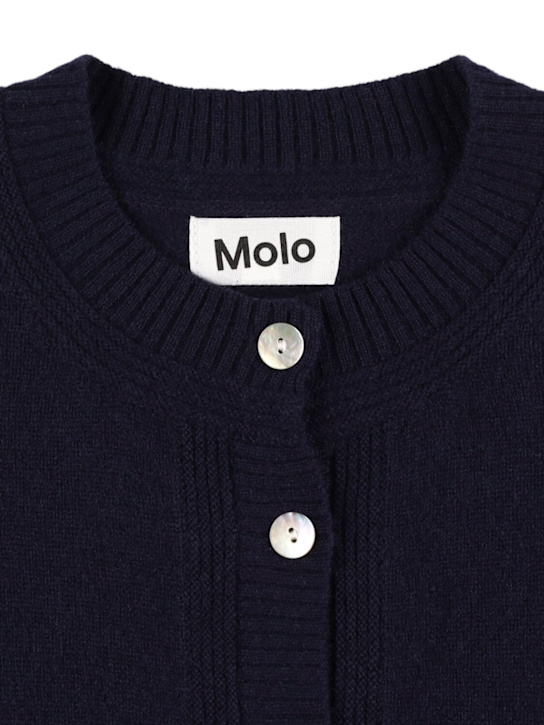 Molo: Cardigan in maglia di cotone e lana - Blu - kids-girls_1 | Luisa Via Roma
