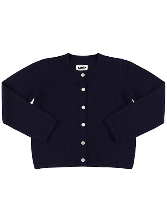 Molo: Cardigan in maglia di cotone e lana - Blu - kids-girls_0 | Luisa Via Roma