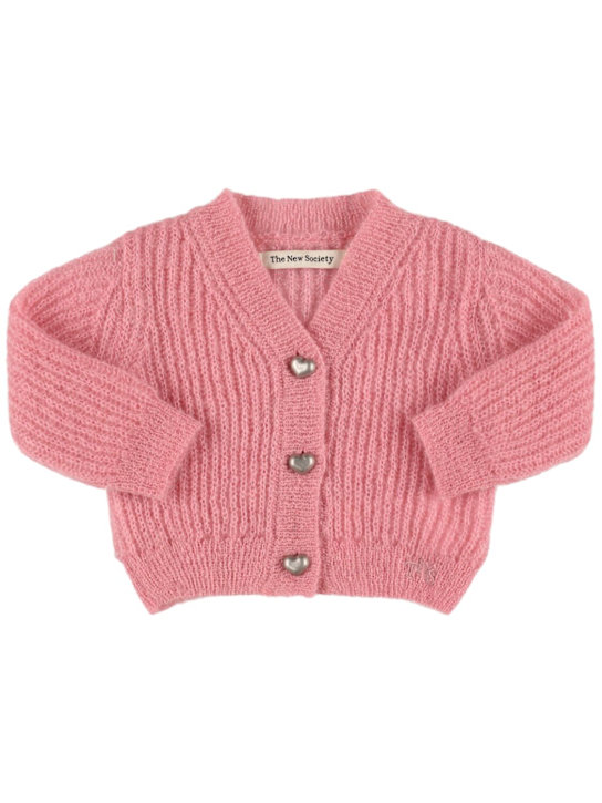 The New Society: Mohair blend knit cardigan - ピンク - kids-girls_0 | Luisa Via Roma