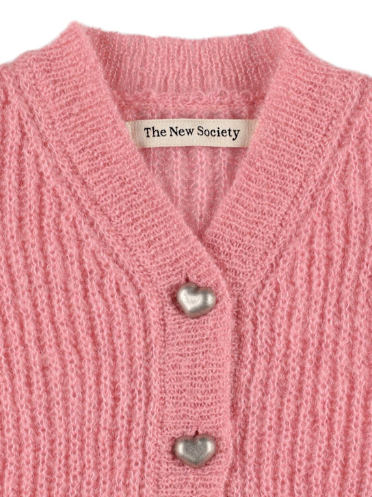 The New Society: Mohair blend knit cardigan - ピンク - kids-girls_1 | Luisa Via Roma