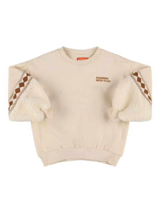 Morning Mess Therapy: Organic cotton sweatshirt - オフホワイト - kids-girls_0 | Luisa Via Roma
