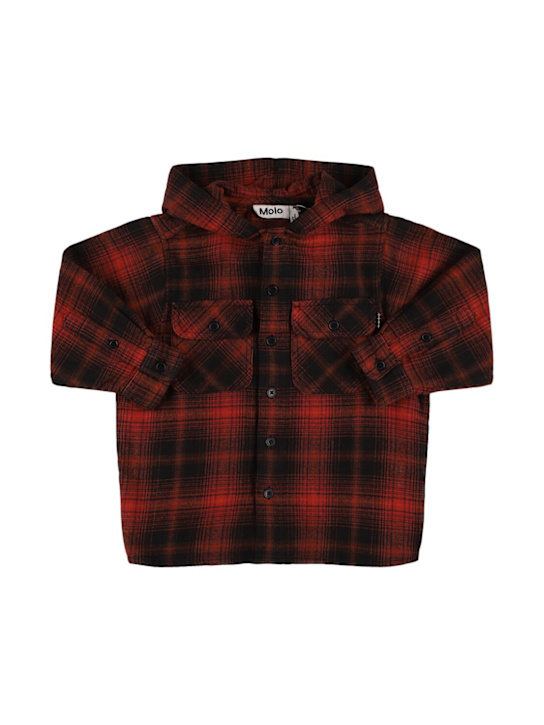 Molo: Printed cotton shirt - Red/Black - kids-boys_0 | Luisa Via Roma