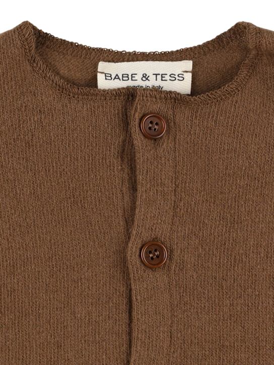 Babe & Tess: Cotton blend romper - Caramello - kids-boys_1 | Luisa Via Roma