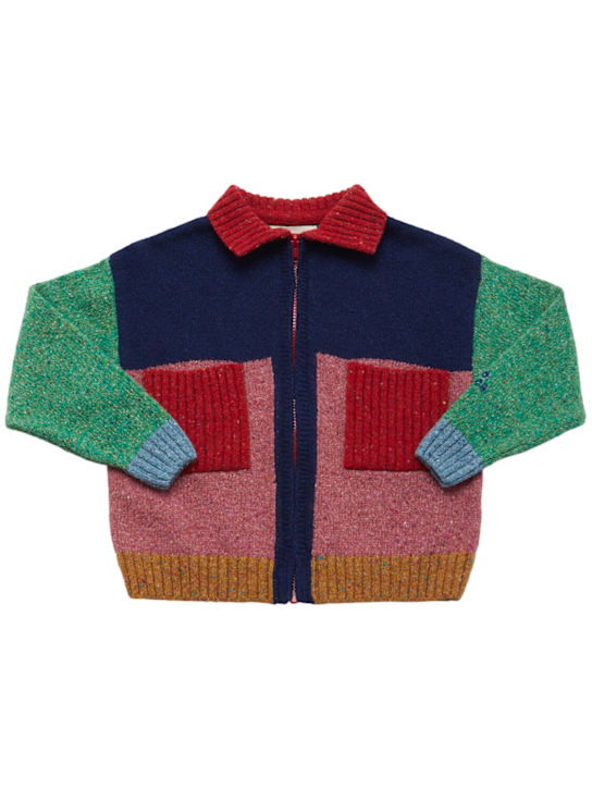 Bobo Choses: Color block knit cardigan - マルチカラー - kids-girls_0 | Luisa Via Roma