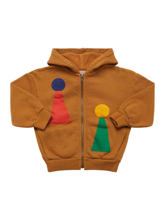 Bobo Choses: Organic cotton blend zipped hoodie - ブラウン - kids-boys_0 | Luisa Via Roma