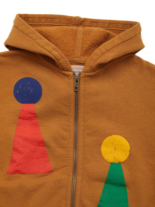 Bobo Choses: Organic cotton blend zipped hoodie - ブラウン - kids-boys_1 | Luisa Via Roma