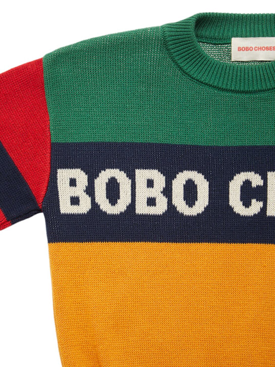 Bobo Choses: Color block cotton knit sweater - マルチカラー - kids-boys_1 | Luisa Via Roma