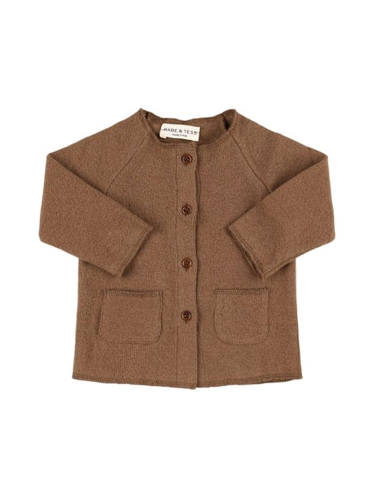 Babe & Tess: Cotton blend cardigan - Brown - kids-boys_0 | Luisa Via Roma
