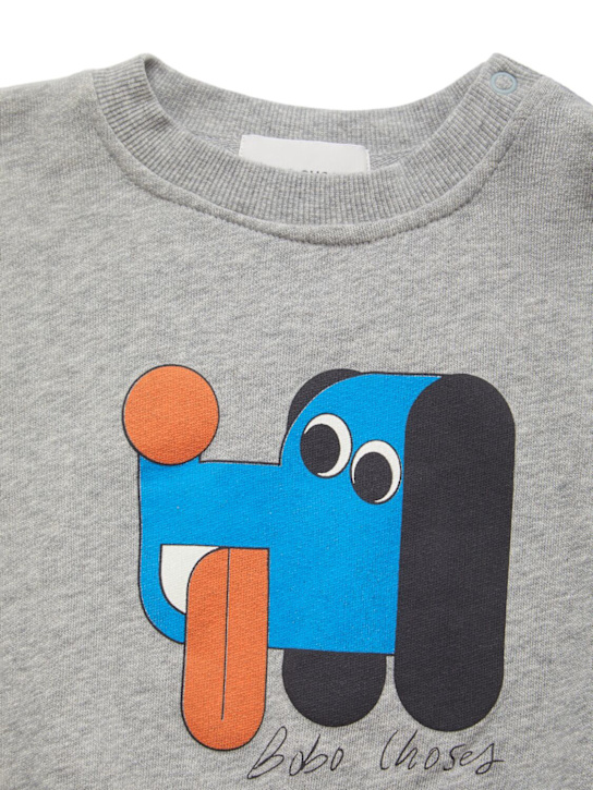 Bobo Choses: Printed organic cotton sweatshirt - グレー - kids-girls_1 | Luisa Via Roma